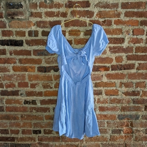NWT Jessica Simpson Large Blue‎ Off the Shoulder Open Back Summer Dress - Picture 6 of 9